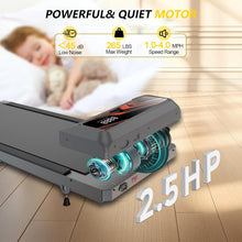 Load image into Gallery viewer, Under Desk Treadmill 2.5HP – Quiet Walking Pad for Home & Office, 265Lbs Capacity, APP & Remote Control, LED Display, No Assembly Needed,Golden-Black