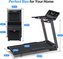 Load image into Gallery viewer, Upreign Auto Incline Treadmill, 10% Incline Heavyduty Treadmill with Pulse Sensor, 4.0HP, 10 MPH, 450 lbs Capacity, 20'' x 55'' Running Area Treadmill with Bluetooth Player & LED Display