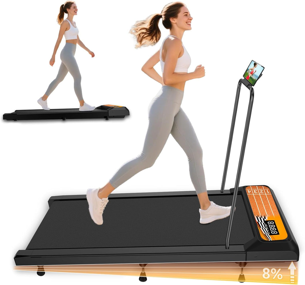 Walking Pad with Incline and Handle Bar, 3 in 1 Under Desk Treadmill with Handles, 2.5HP Low Noise Treadmills for Home Small Space with Remote Control, Portable Treadmills for Home Office