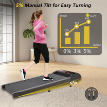 Load image into Gallery viewer, Under Desk Treadmill 2.5HP – Quiet Walking Pad for Home &amp; Office, 265Lbs Capacity, APP &amp; Remote Control, LED Display, No Assembly Needed,Golden-Black
