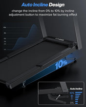 Load image into Gallery viewer, Upreign Auto Incline Treadmill, 10% Incline Heavyduty Treadmill with Pulse Sensor, 4.0HP, 10 MPH, 450 lbs Capacity, 20&#39;&#39; x 55&#39;&#39; Running Area Treadmill with Bluetooth Player &amp; LED Display
