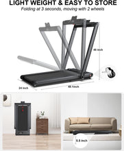 Load image into Gallery viewer, 2 in 1 Folding Treadmill for Home Office, 2.5HP Electric Walking Pad Treadmill Works with ZWIFT KINOMAP Apps
